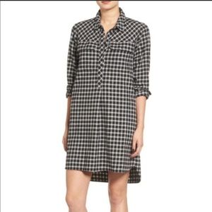 Madewell Black and White Flannel Shirt Dress